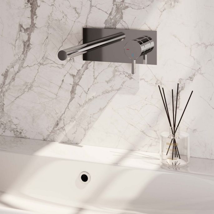 Brauer Edition 5-CE-004-S1 inbouw wastafelmengkraan met rechte uitloop en afdekplaat model E1 chroom