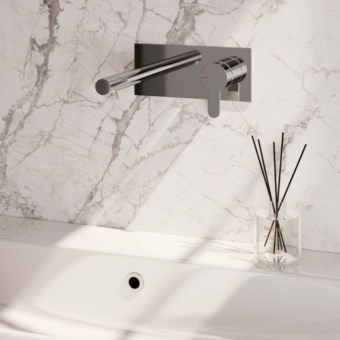 Brauer Edition 5-CE-004-S4 inbouw wastafelmengkraan met rechte uitloop en afdekplaat model D1 chroom