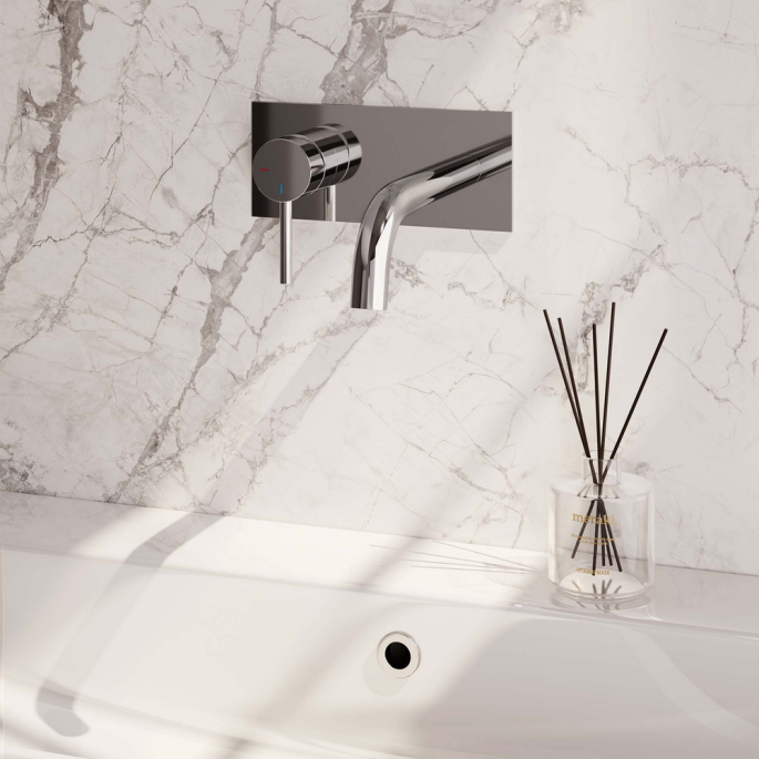 Brauer Edition 5-CE-083-B2 inbouw wastafelmengkraan met gebogen uitloop en afdekplaat model A2 chroom