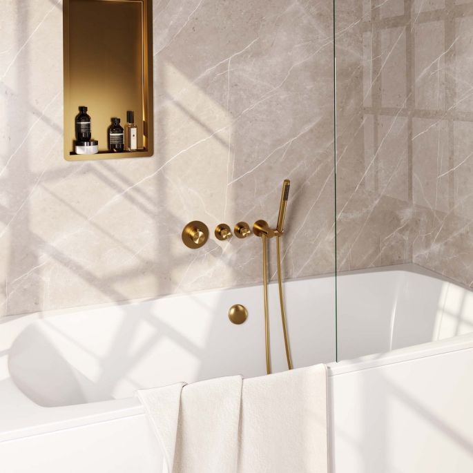 Brauer Edition 5-GG-046 thermostatische inbouw badkraan SET 01 goud geborsteld PVD