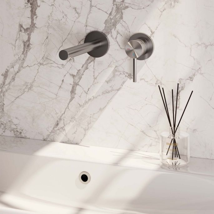 Brauer Edition 5-NG-004-S2-65 inbouw wastafelmengkraan met rechte uitloop en rozetten model A1 RVS geborsteld PVD