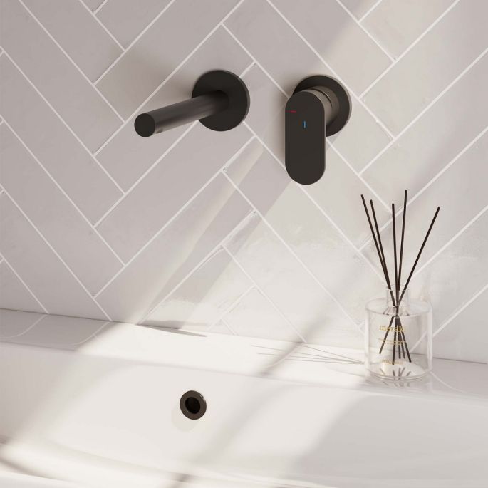 Brauer Edition 5-S-004-S3-65 inbouw wastafelmengkraan met rechte uitloop en rozetten model C1 mat zwart