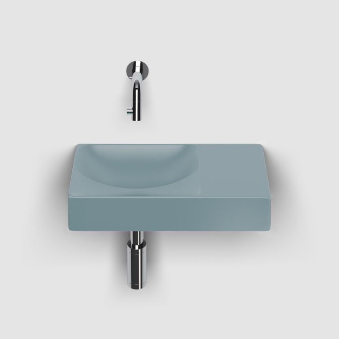 Clou Vale CL0338161R fontein 38x19cm zonder kraangat rechts mat blauw keramiek