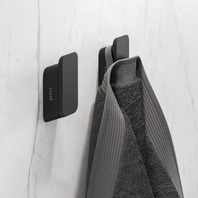 Geesa Shift Black 919967-06 handdoekhaak medium mat zwart