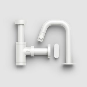 Clou Kaldur CL060509920 set tbv (New)Flush / First fountains - Springbrunnenhahn (rechte Version), Siphon und Ablaufstopfen, mattweiß