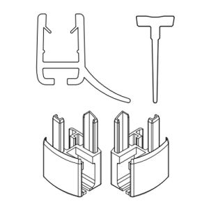 HSK Exklusiv E85058-2-01 2x horizontaal afdichtingsprofiel (120cm) met inschuifrubber (200cm, hoogte 14,5mm) en eindkapjes alu mat zilver