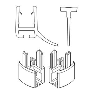 HSK Exklusiv E85058-4-04 horizontaal afdichtingsprofiel (120cm) met inschuifrubber (200cm, hoogte 14,5mm) en eindkapjes wit