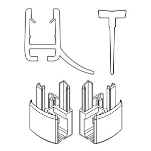 HSK Exklusiv E85059-4-01 2x horizontaal afdichtingsprofiel gebogen met inschuifrubber (200cm, hoogte 14,5mm) en eindkapjes alu mat zilver