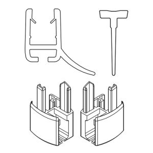 HSK Exklusiv E85059-6-01 2x horizontaal afdichtingsprofiel gebogen met inschuifrubber (200cm, hoogte 14,5mm) en eindkapjes alu mat zilver