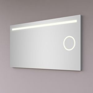 Hipp Design SPV 6040.70 spiegel 140x70cm met 1 horizontale LED baan, vergrootspiegel en spiegelverwarming