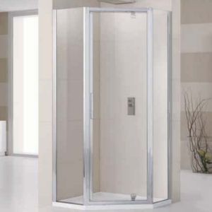 Novellini Lunes Lunespg90-1K vijfhoek douchewand 90x90 helder chroom (OUTLET)