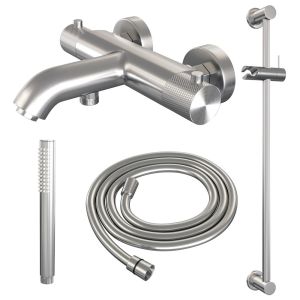 Brauer Carving 5-NG-085-1 body bath shower thermostatic mixer SET 01 stainless steel brushed PVD
