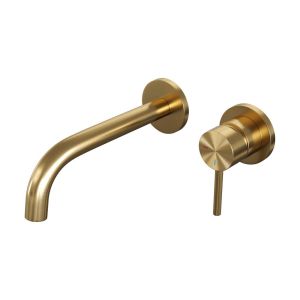 Brauer Edition 5-GG-004 recessed basin mixer with curved spout and rosettes model A1 gold brushed PVD