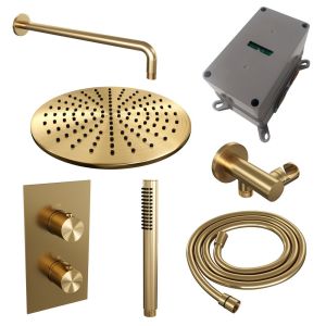 Brauer Edition 5-GG-051 thermostatic concealed rain shower 3-way diverter SET 28 gold brushed PVD