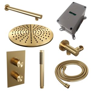 Brauer Edition 5-GG-053 thermostatic concealed rain shower 3-way diverter SET 26 gold brushed PVD