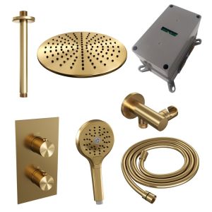 Brauer Edition 5-GG-061 thermostatische inbouw regendouche 3-weg omstelling SET 36 goud geborsteld PVD