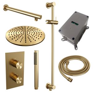 Brauer Edition 5-GG-065 thermostatische inbouw regendouche 3-weg omstelling SET 38 goud geborsteld PVD