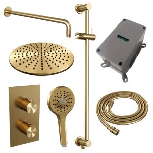 Brauer Edition 5-GG-069 thermostatische inbouw regendouche 3-weg omstelling SET 46 goud geborsteld PVD