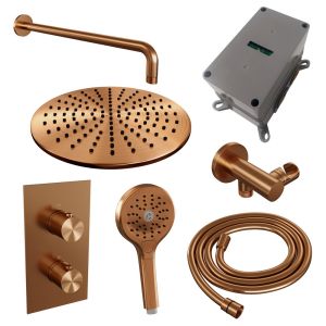 Brauer Edition 5-GK-057 thermostatische inbouw regendouche 3-weg omstelling SET 34 koper geborsteld PVD
