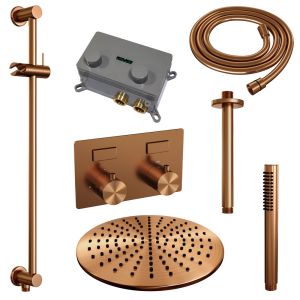 Brauer Edition 5-GK-177 thermostatische inbouw regendouche met drukknoppen SET 66 koper geborsteld PVD