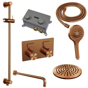 Brauer Edition 5-GK-180 thermostatische inbouw regendouche met drukknoppen SET 69 koper geborsteld PVD