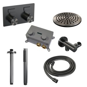 Brauer Edition 5-GM-164 thermostatische inbouw regendouche met drukknoppen SET 53 gunmetal geborsteld PVD