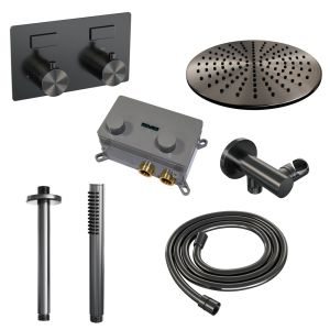 Brauer Edition 5-GM-165 thermostatische inbouw regendouche met drukknoppen SET 54 gunmetal geborsteld PVD