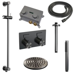 Brauer Edition 5-GM-176 thermostatische inbouw regendouche met drukknoppen SET 65 gunmetal geborsteld PVD