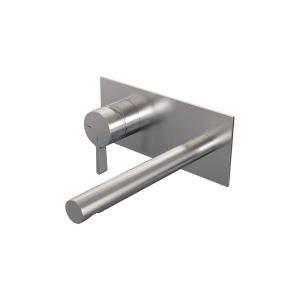 Brauer Edition 5-NG-083-S1 inbouw wastafelmengkraan met rechte uitloop en afdekplaat model E2 RVS geborsteld PVD