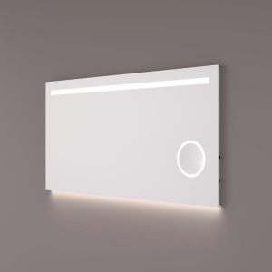 Hipp Design SPV 6040 spiegel met horizontale LED baan, vergrootspiegel en indirecte LED verlichting onder 140x70cm