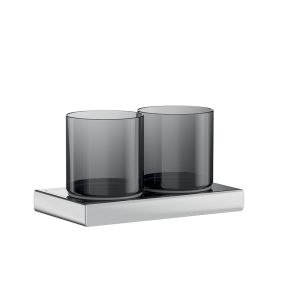 Inda Claire A7110FCR04 wandbekerhouder met twee glazen chroom/ fumé glas