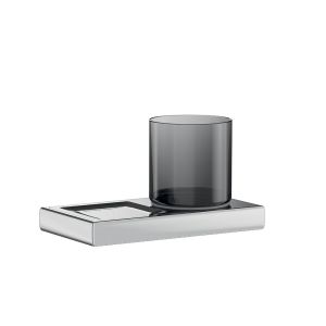 Inda Claire A7110ZNE04 bekerhouder met zeepschaal mat zwart/ fumé glas