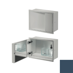 Inda MY Secret A80750BD inbouwnis met bekerhouder, zeepdispenser en spiegel 350x260mm mat blu denim