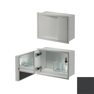 Inda MY Secret A80750GF inbouwnis met bekerhouder, zeepdispenser en spiegel 350x260mm mat grafite