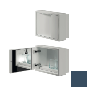 Inda MY Secret A80760BD inbouwnis met bekerhouder, zeepdispenser en spiegel 350x260mm mat blu denim