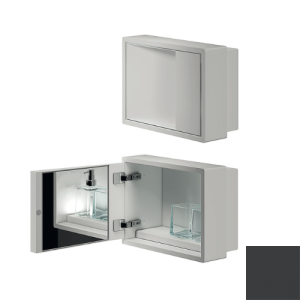 Inda MY Secret A80760GF inbouwnis met bekerhouder, zeepdispenser en spiegel 350x260mm mat grafite
