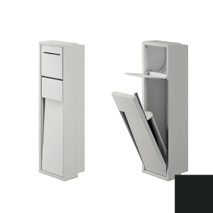 Inda MY Secret A8086ANE inbouwnis met toiletrolhouder en toiletborstelgarnituur 190x660mm mat zwart