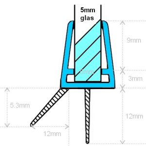 Exa-Lent Universal monsterstukje doucherubber type DS01 - 2cm lengte en geschikt voor glasdikte 5mm - 2 flapjes