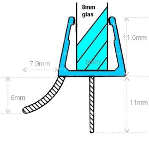 Exa-Lent Universal DS022008 - G08023200 helder doucheprofiel 2 flapjes 200cm - 8mm