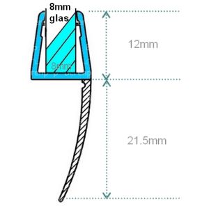 Exa-Lent Universal monsterstukje doucherubber type DS04 - 2cm lengte en geschikt voor glasdikte 8mm - 1 flap