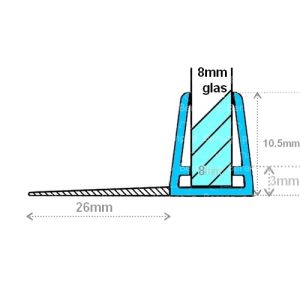Exa-Lent Universal DS091008 - G08014100 helder doucheprofiel 1 flap horizontaal 100cm - 8mm