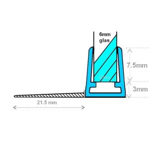 Exa-Lent Universal DS102006 - G06013200 helder doucheprofiel 1 flap horizontaal 200cm - 6mm