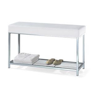 Decor Walther 0503304 DW 67 zitbankje met legplank chroom/ kunstleder wit