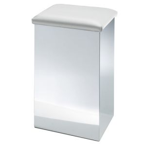 Decor Walther 0611850 CASE HK 2 KW wasmand/ hocker 66x42x32cm RVS gepolijst/ kunstleder wit