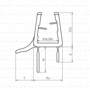 Duscholux 250353.01.004.000 gehoekt afwaterprofiel horizontaal, rechts, 86cm, 8mm