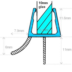 Exa-Lent Universal DS0220010 - G10023200 helder doucheprofiel 2 flapjes 200cm - 10mm