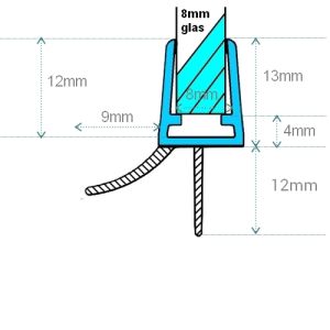 Exa-Lent Universal DS421008 kwartrond helder doucheprofiel 2 flapjes 100cm - 8mm