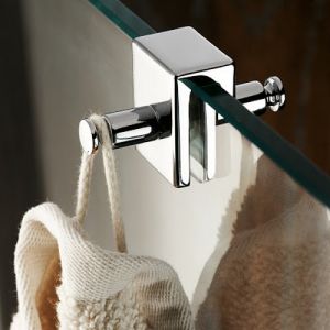 HSK Comfort & Onderhoud 100024 dubbele haak voor 5-8 mm glasdikte chroom