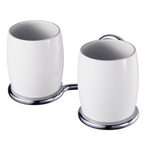 Haceka Allure 1126175 dubbele glashouder porselein/ chroom