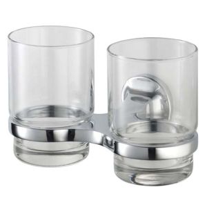 Haceka Aspen 1110700 dubbele glashouder helder glas/ chroom